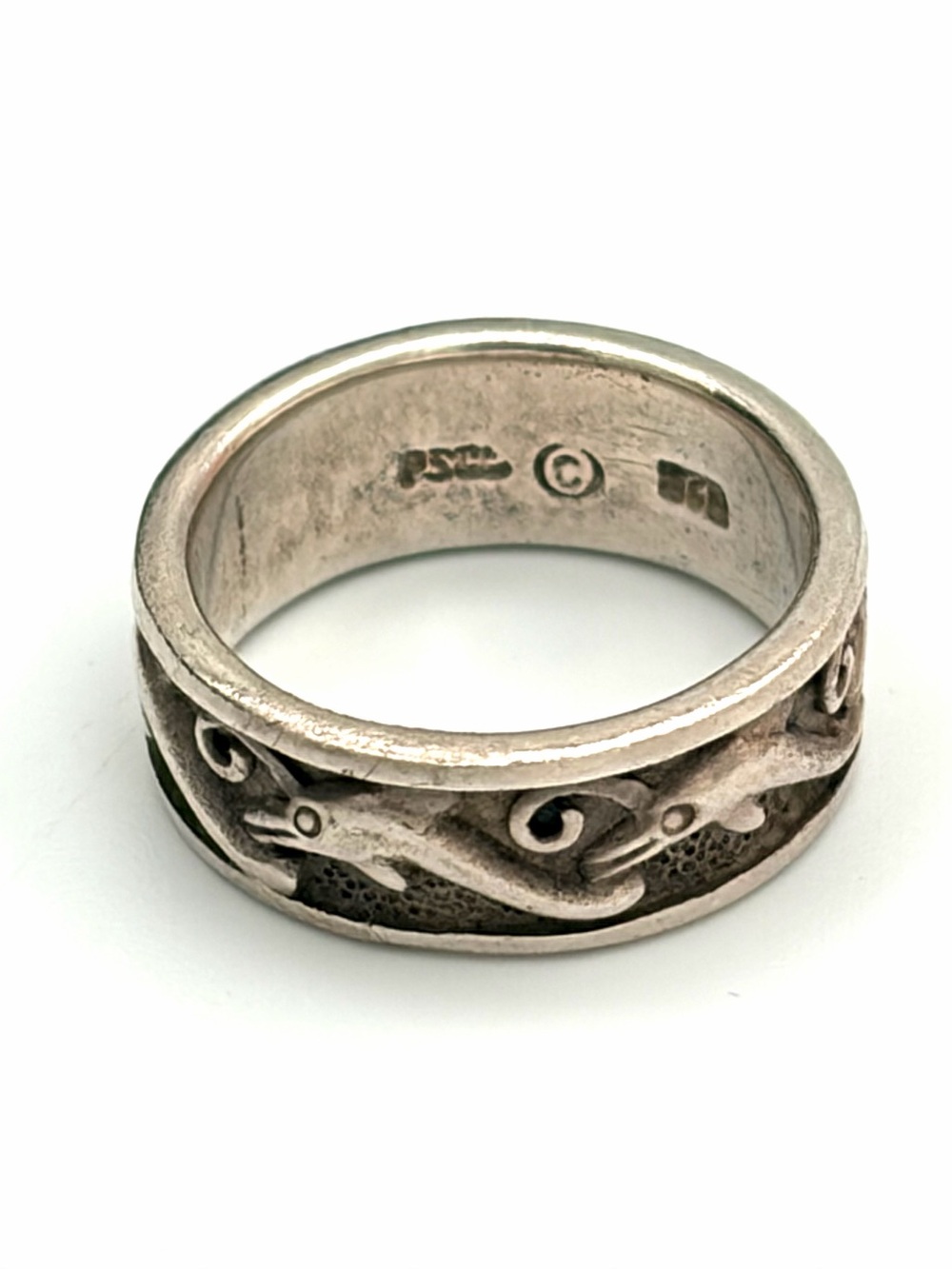 Peter Stone kokopelli / whale / dolphin Ring Sterling Silver Sculpted  Band 4.25